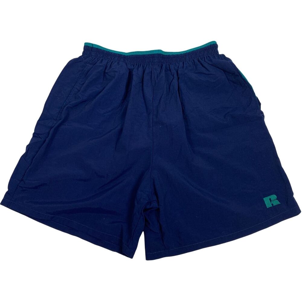 Russell Athletic Large Swim Trunks Shorts Lined Navy Blue Elastic Waist Sports